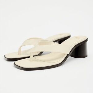 ZARA BLOCK HEEL LEATHER SANDALS